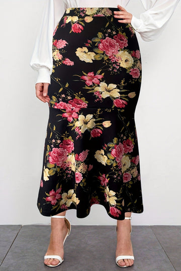 Woochic jupe grande taille imprimé florale enveloppante sirène Multicolor 1XL